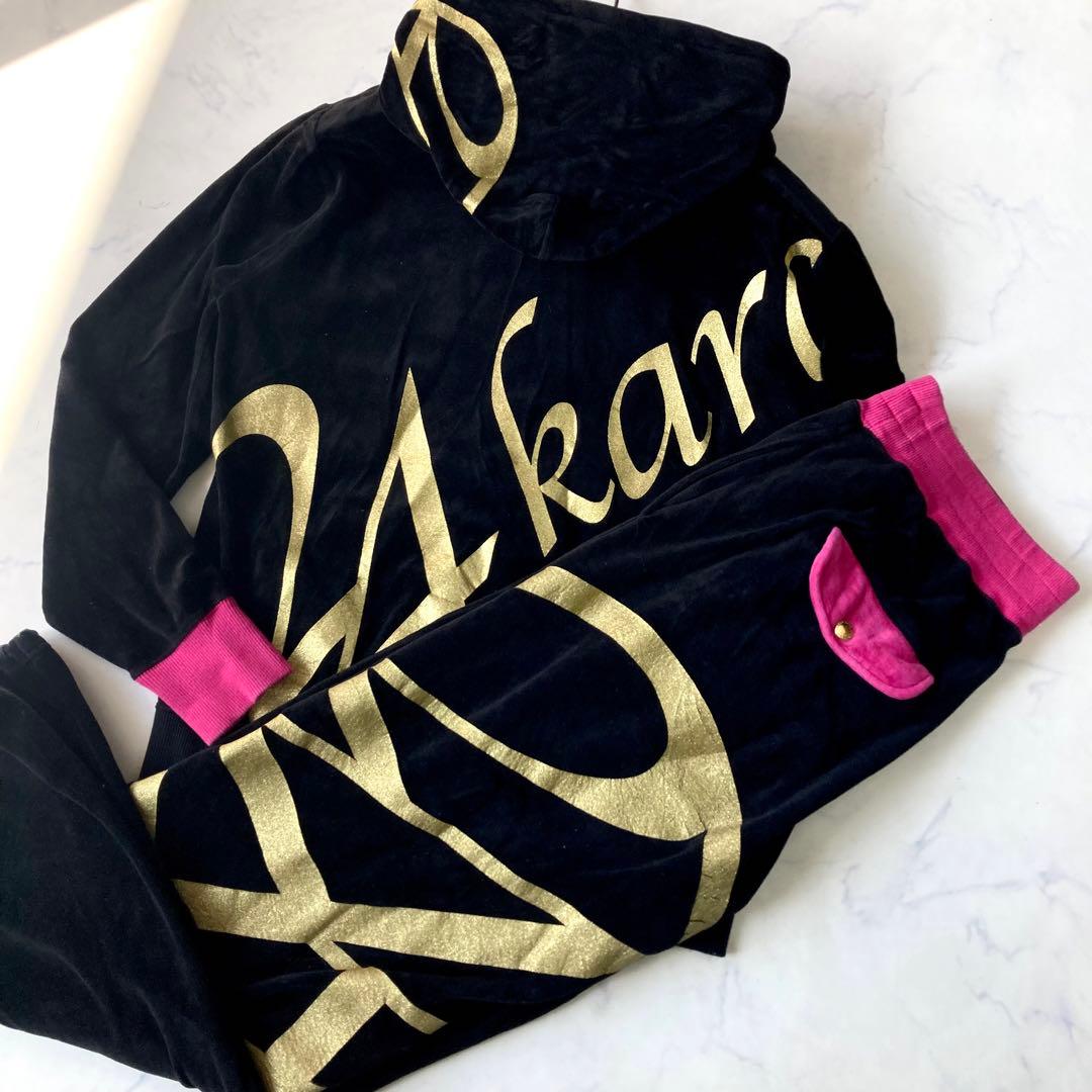 24karats 希少色 ベロアジャージ セットアップ 黒 ピンク ロゴ y2k