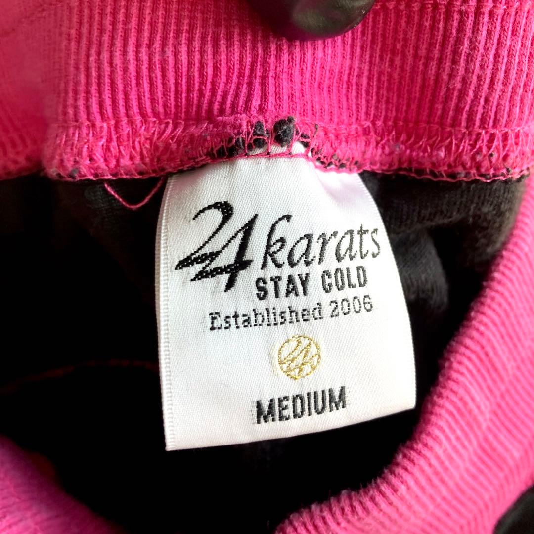 24karats 希少色 ベロアジャージ セットアップ 黒 ピンク ロゴ y2k