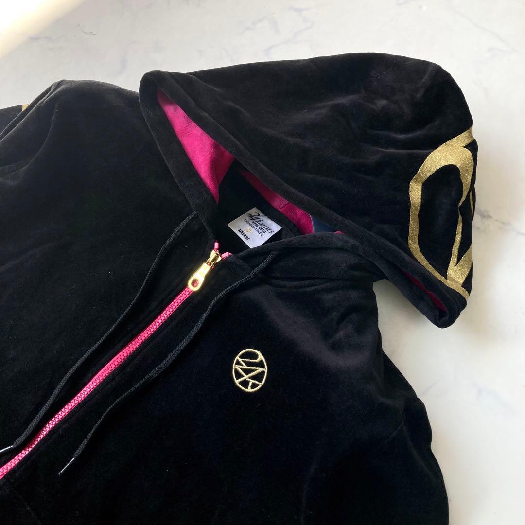24karats 希少色 ベロアジャージ セットアップ 黒 ピンク ロゴ y2k