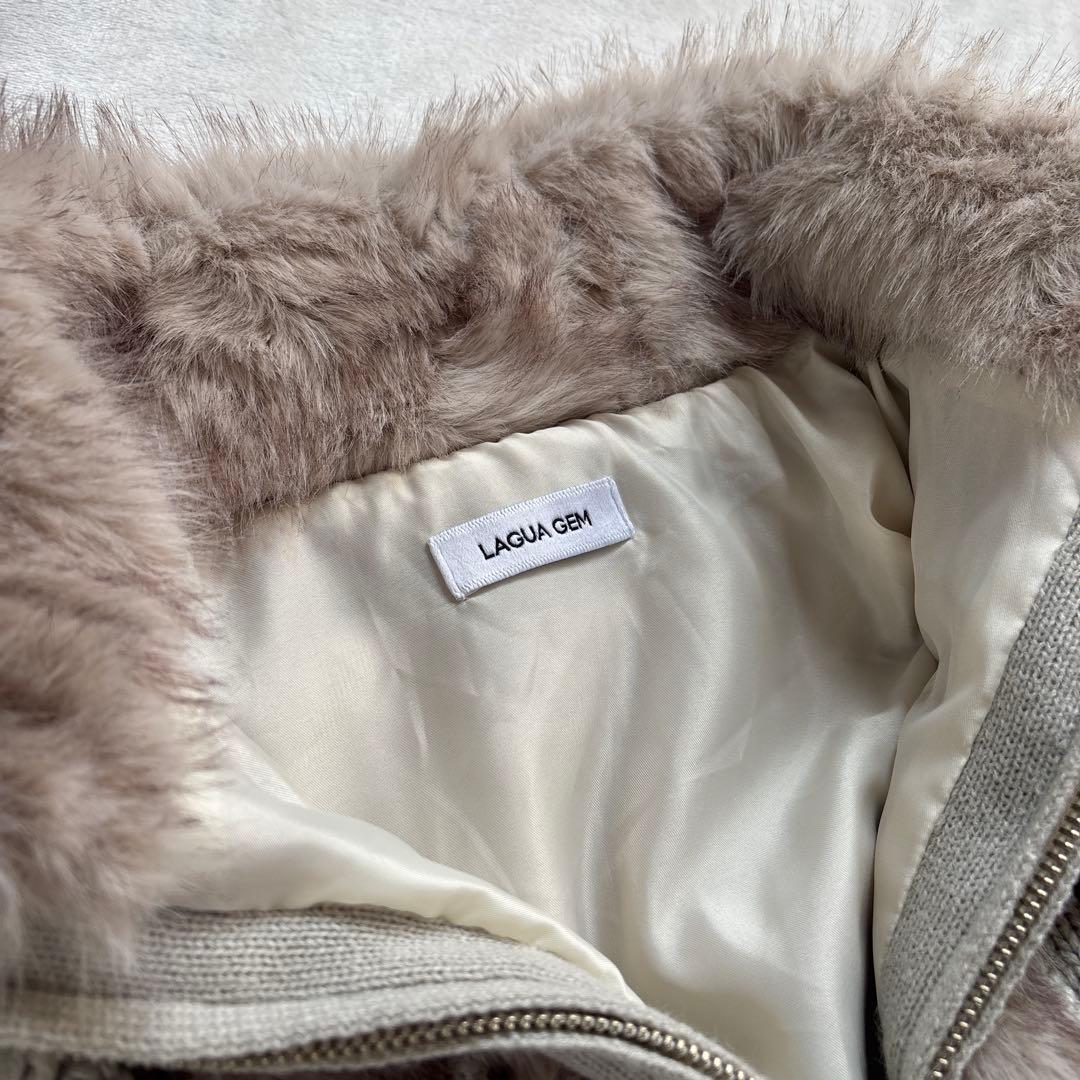 【LAGUAGEM】CABLE KNIT FAUX FUR ブルゾン