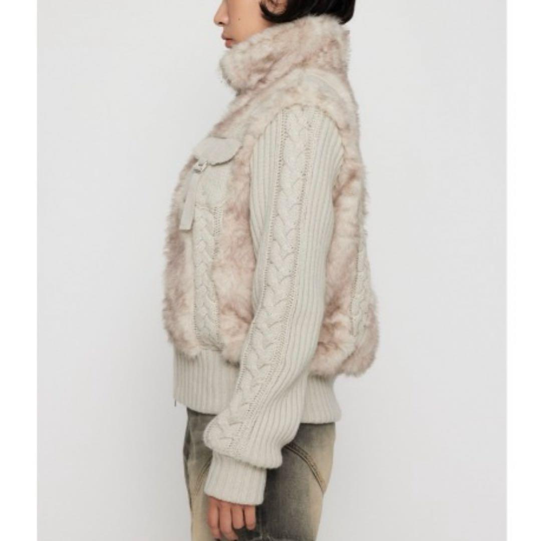 【LAGUAGEM】CABLE KNIT FAUX FUR ブルゾン