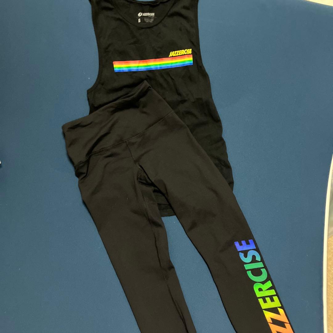 JAZZERCISE タンクトップSとレギンスセット XS黒/レインボー