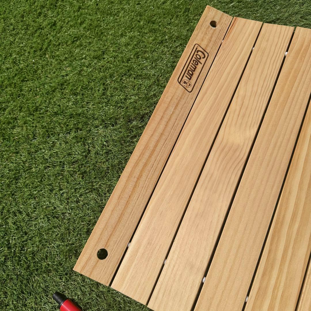 美品 コールマン アウトドアウッドロールテーブル ワゴン用 天然木