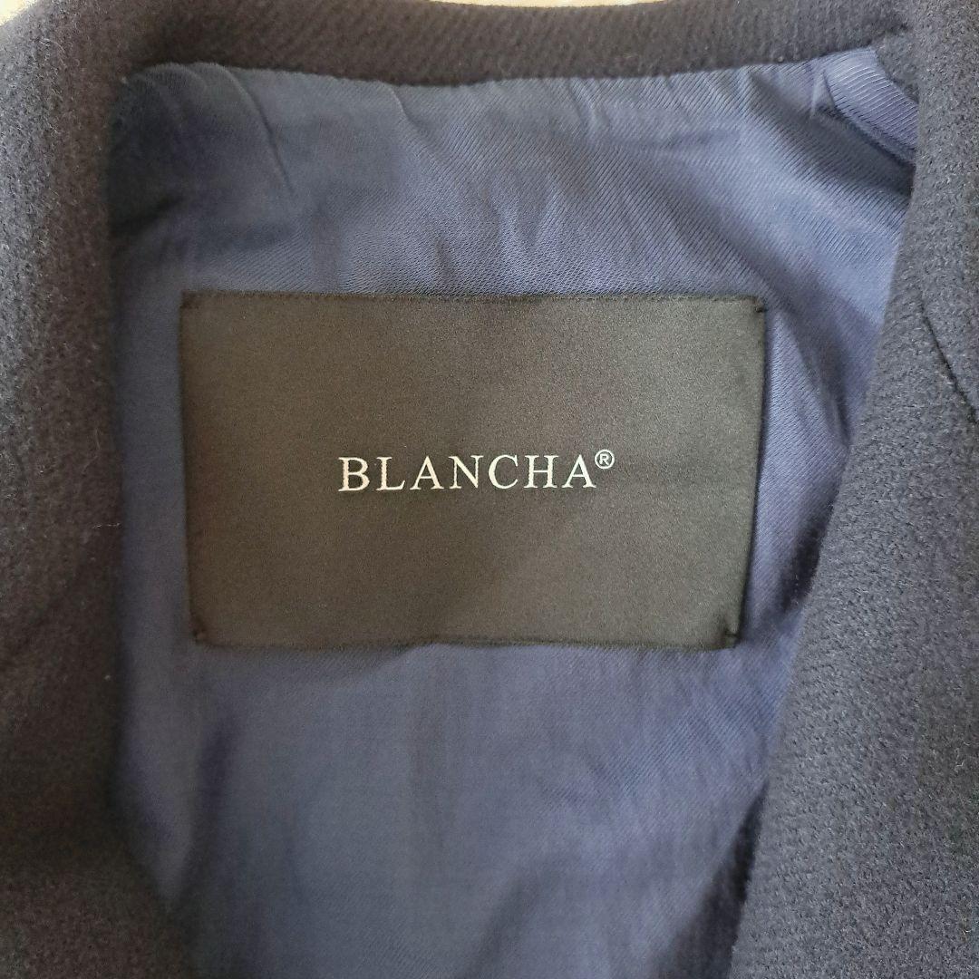 イタリア製 ブランカꕤ羊革 レザー ボア ドッキング ベルト付 ロングコート 黒