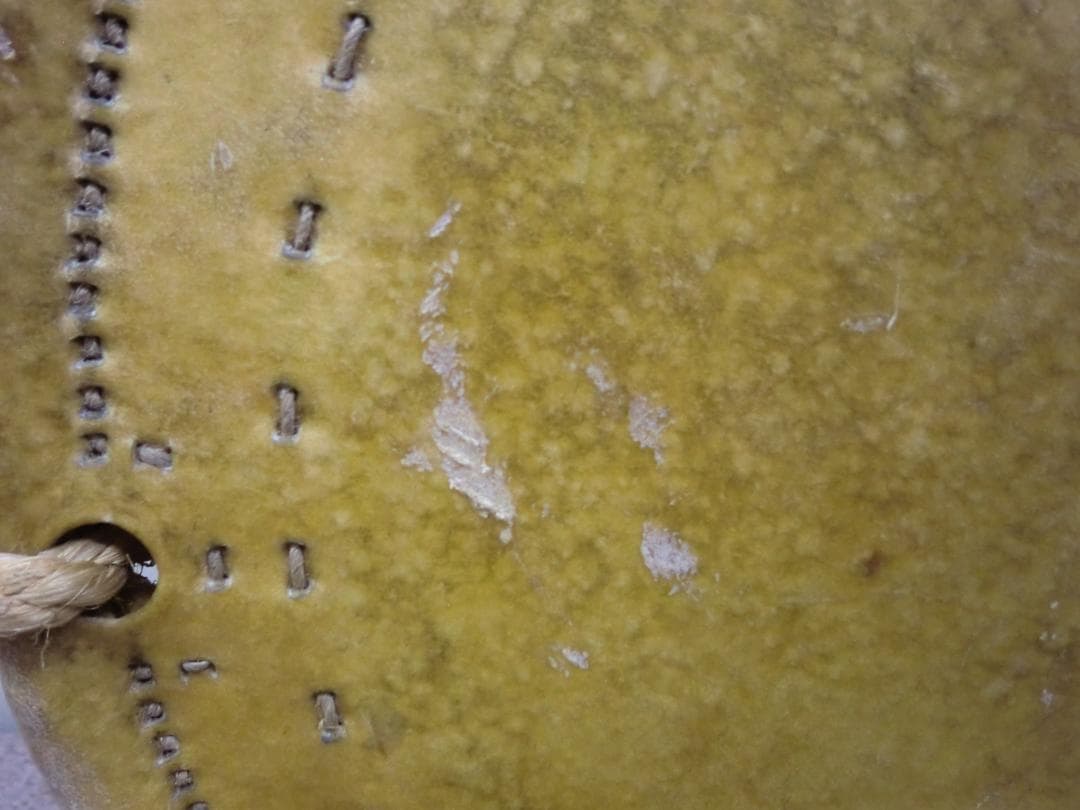 【中古品】締太鼓 面35cm 胴長15cm　台・バチ・バチ用収納袋付き