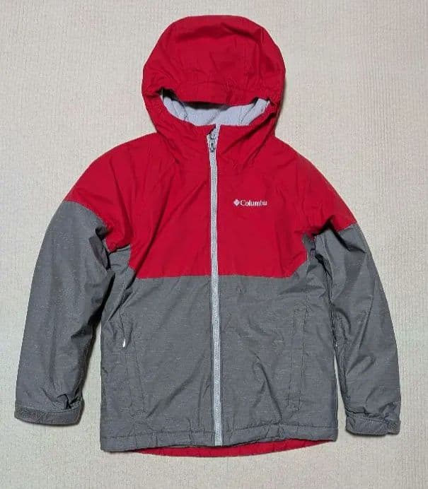 Columbia 子ども用 スノーウエア 赤/グレー スノーパンツ2枚付き