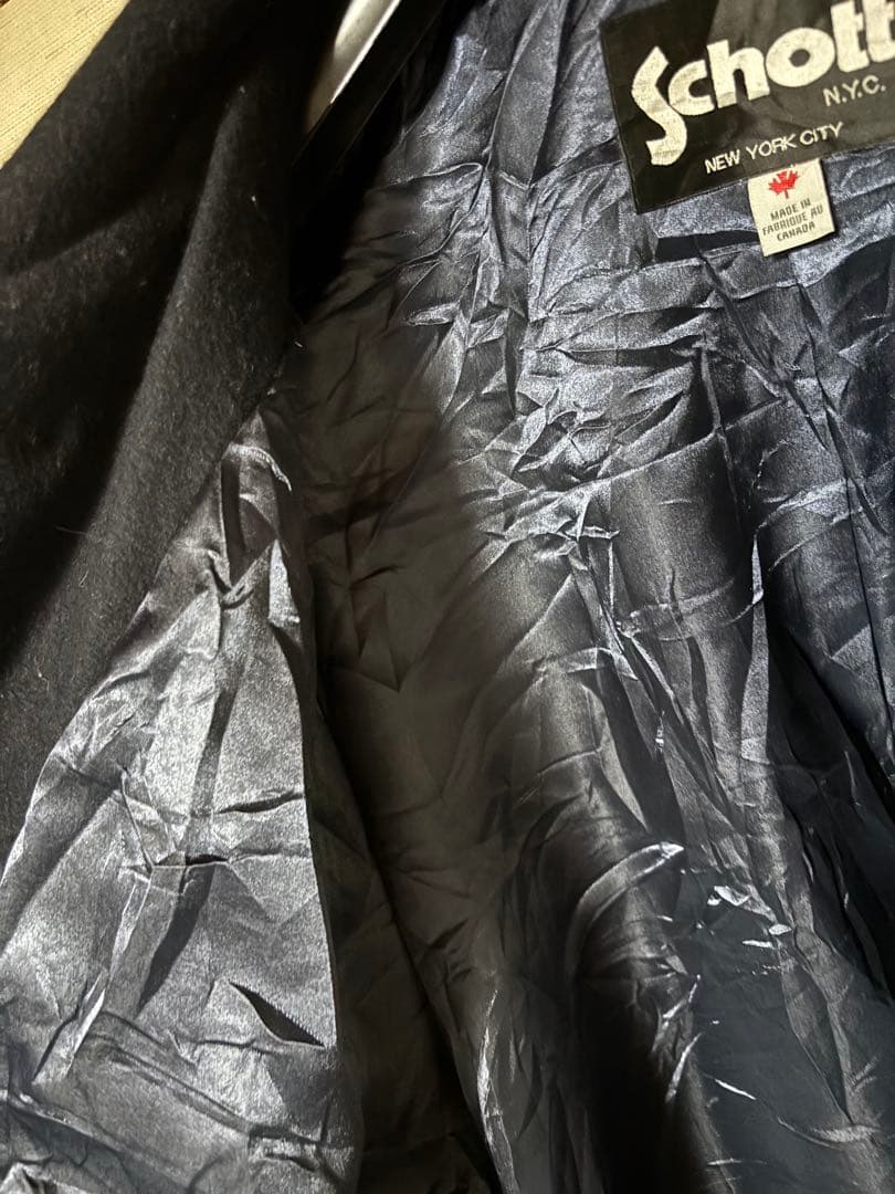 Schott N.Y.C. Pコート (黒/ウール) - サイズ5X