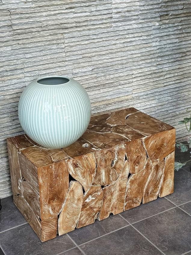 売約済み　チーク無垢材 ブロックベンチ 長椅子 シャビー チェア 銘木家具