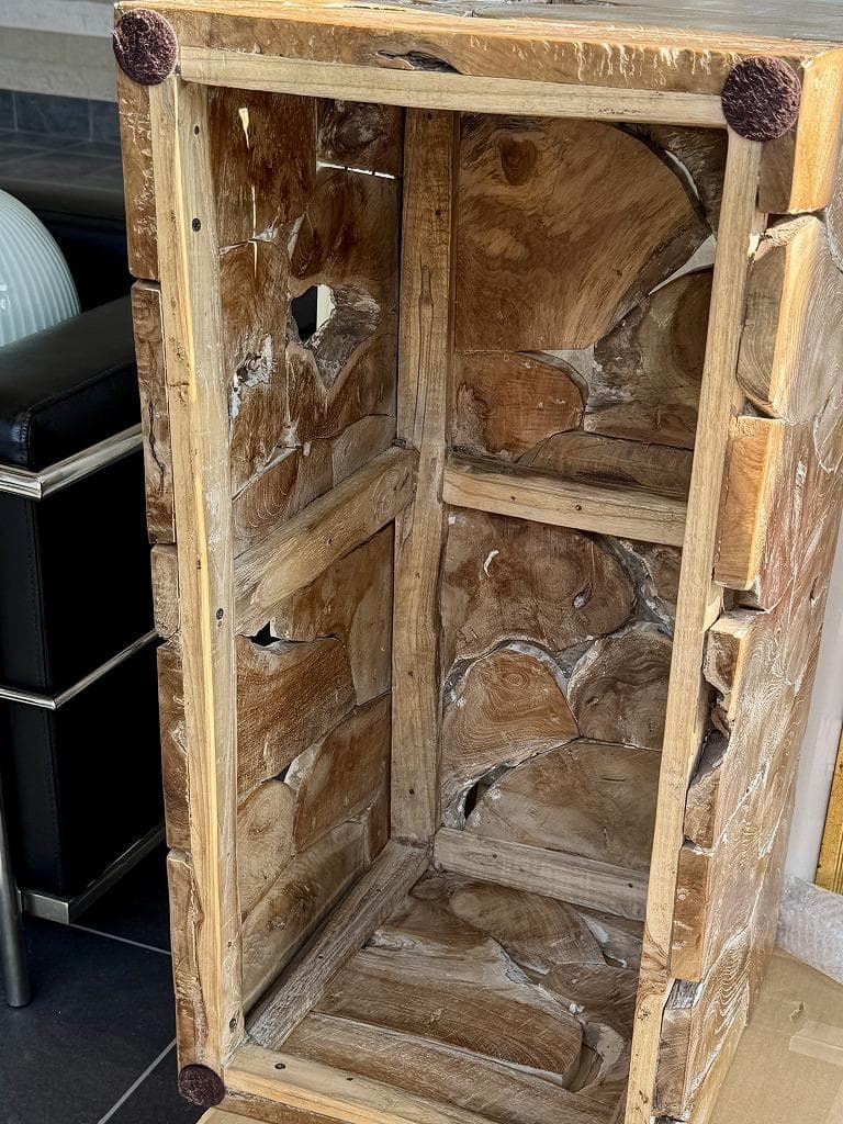 売約済み　チーク無垢材 ブロックベンチ 長椅子 シャビー チェア 銘木家具