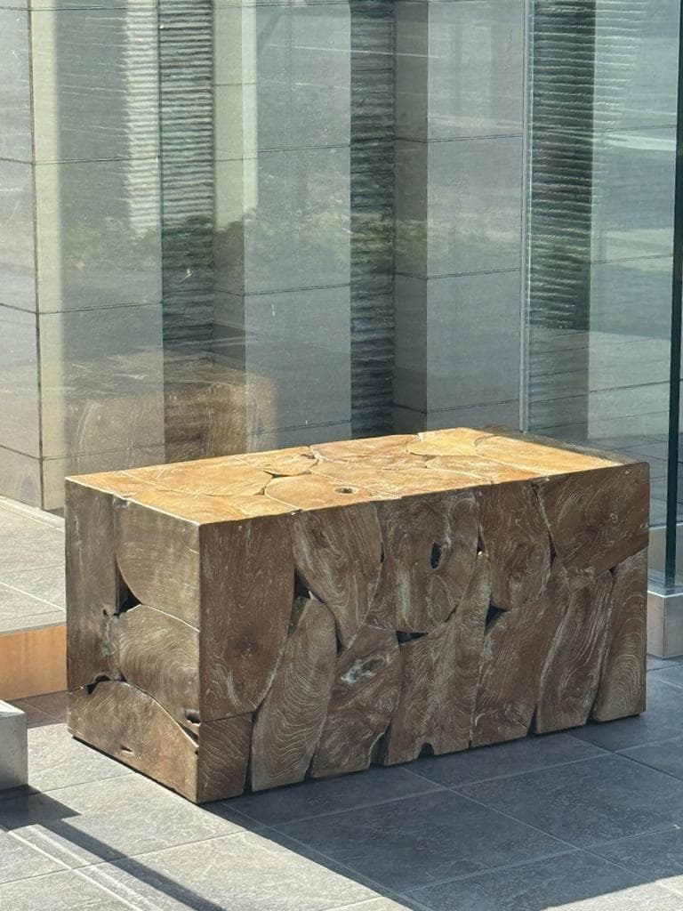 売約済み　チーク無垢材 ブロックベンチ 長椅子 シャビー チェア 銘木家具