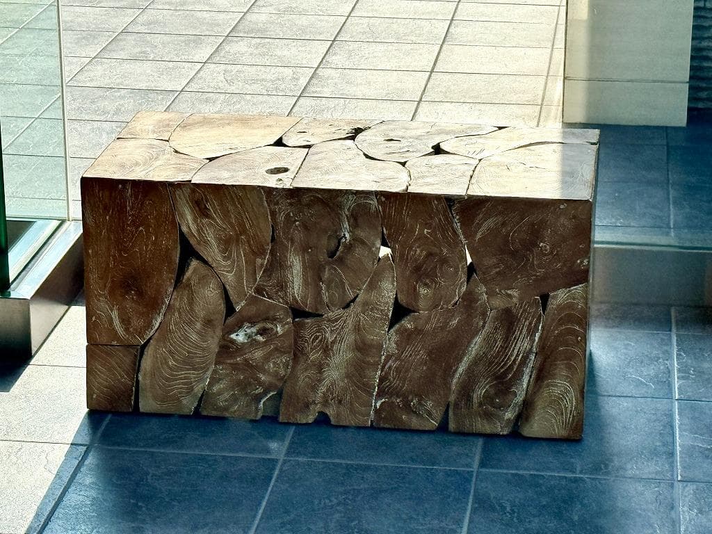 売約済み　チーク無垢材 ブロックベンチ 長椅子 シャビー チェア 銘木家具