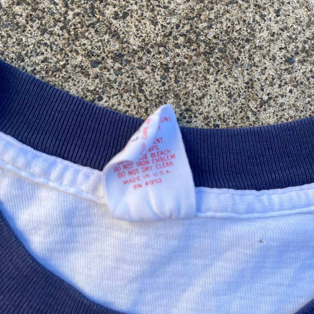 Disney 白足 ミッキーマウス L リンガーT USA製 青タグ