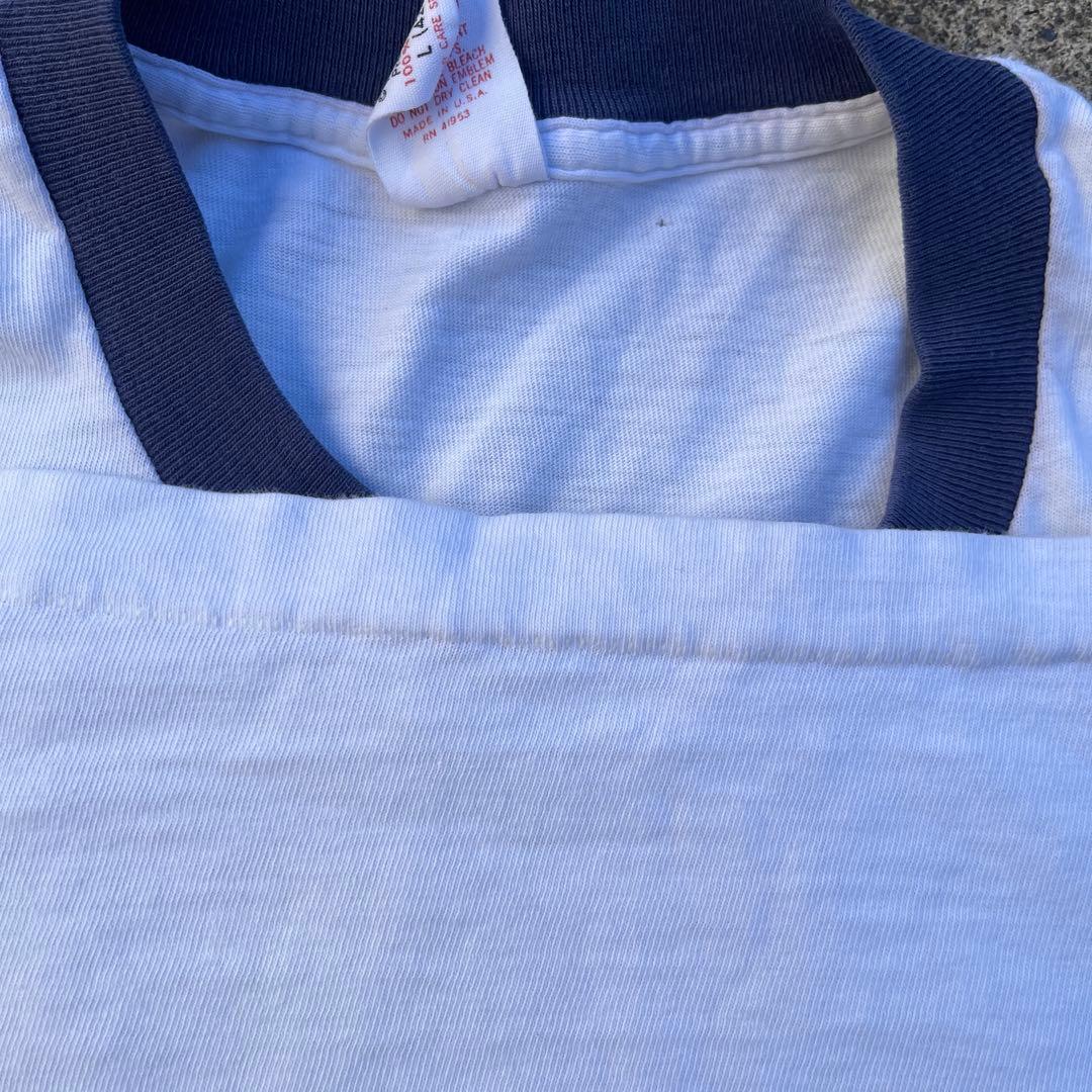 Disney 白足 ミッキーマウス L リンガーT USA製 青タグ