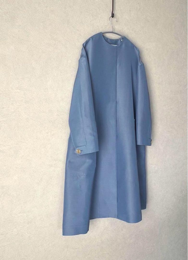 CYCLAS 19万コットンシルクグログランノーカラーコート