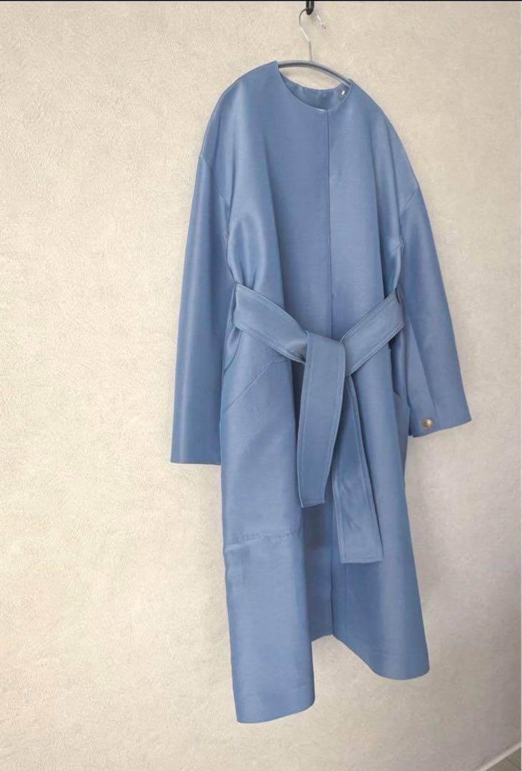 CYCLAS 19万コットンシルクグログランノーカラーコート