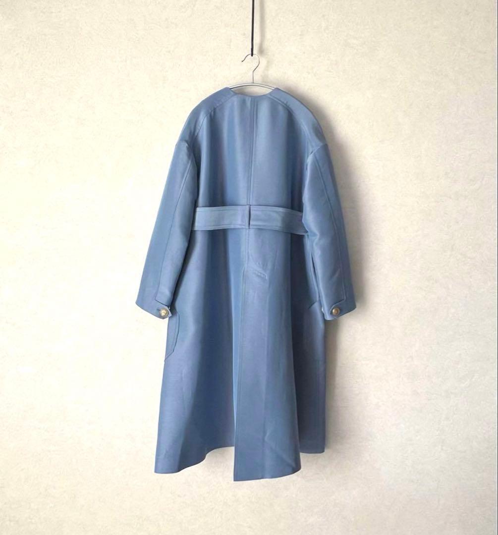 CYCLAS 19万コットンシルクグログランノーカラーコート