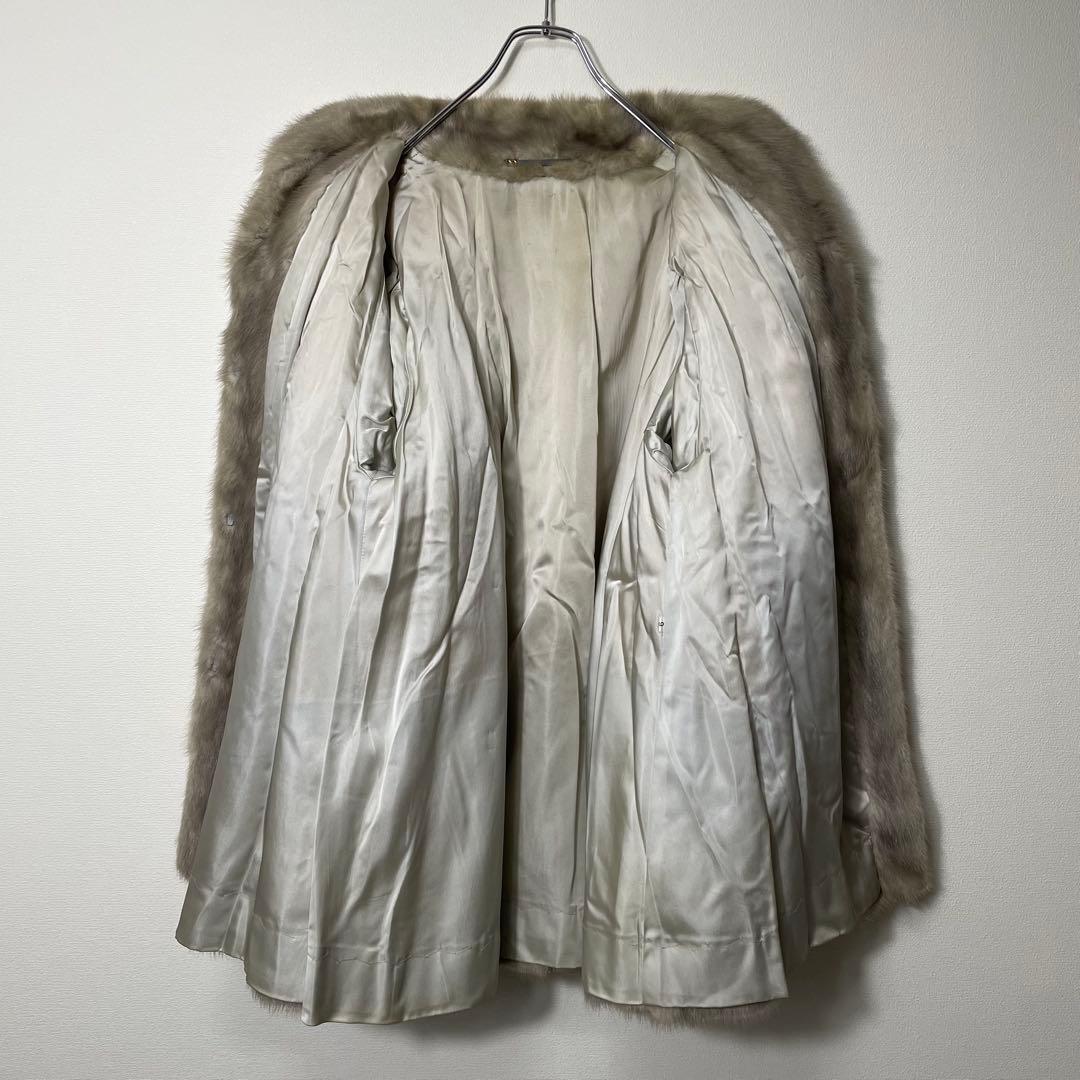 【美品】 リアルファージャケット アウター ミンク ホワイト系 毛皮 9号