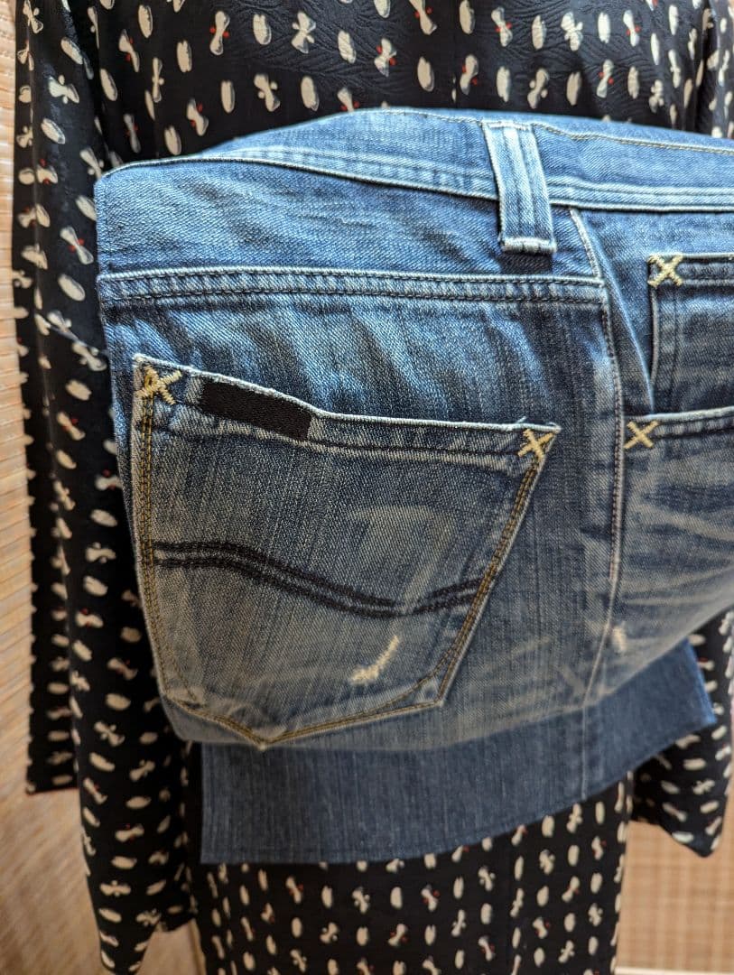 デニムリメイク 帯ベルト（お太鼓作り帯）No.1793 和洋折衷コーデ