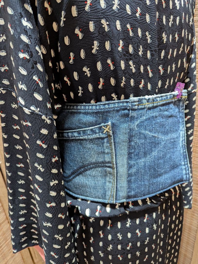 デニムリメイク 帯ベルト（お太鼓作り帯）No.1793 和洋折衷コーデ