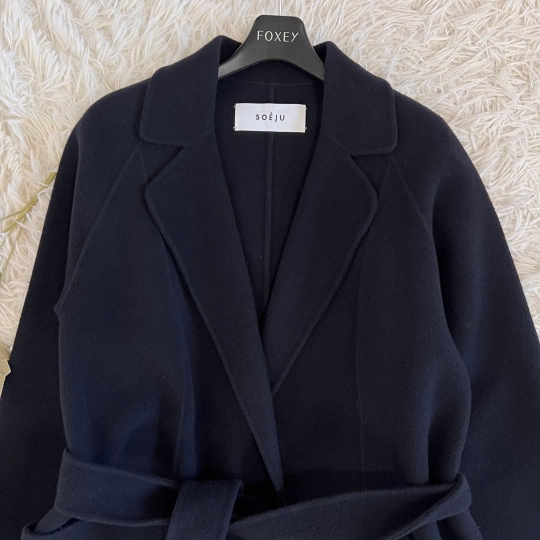 SOEJU ソージュ ウール リバー ローブ ロングコート ネイビー S