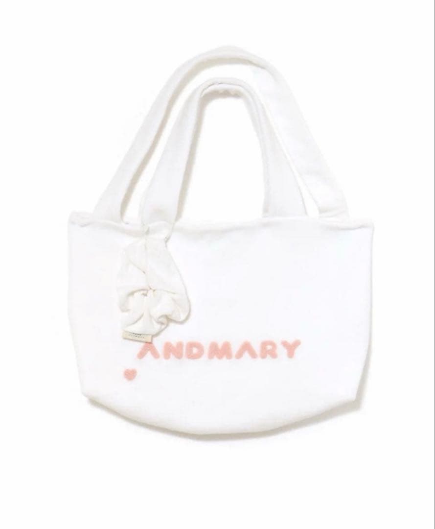 バッグ Milky pile tote bag with chouchou white