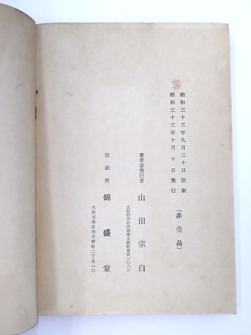 宗偏流茶の湯覚書・山田宗白先生書・茶の湯心得、茶道・昭和33年発行