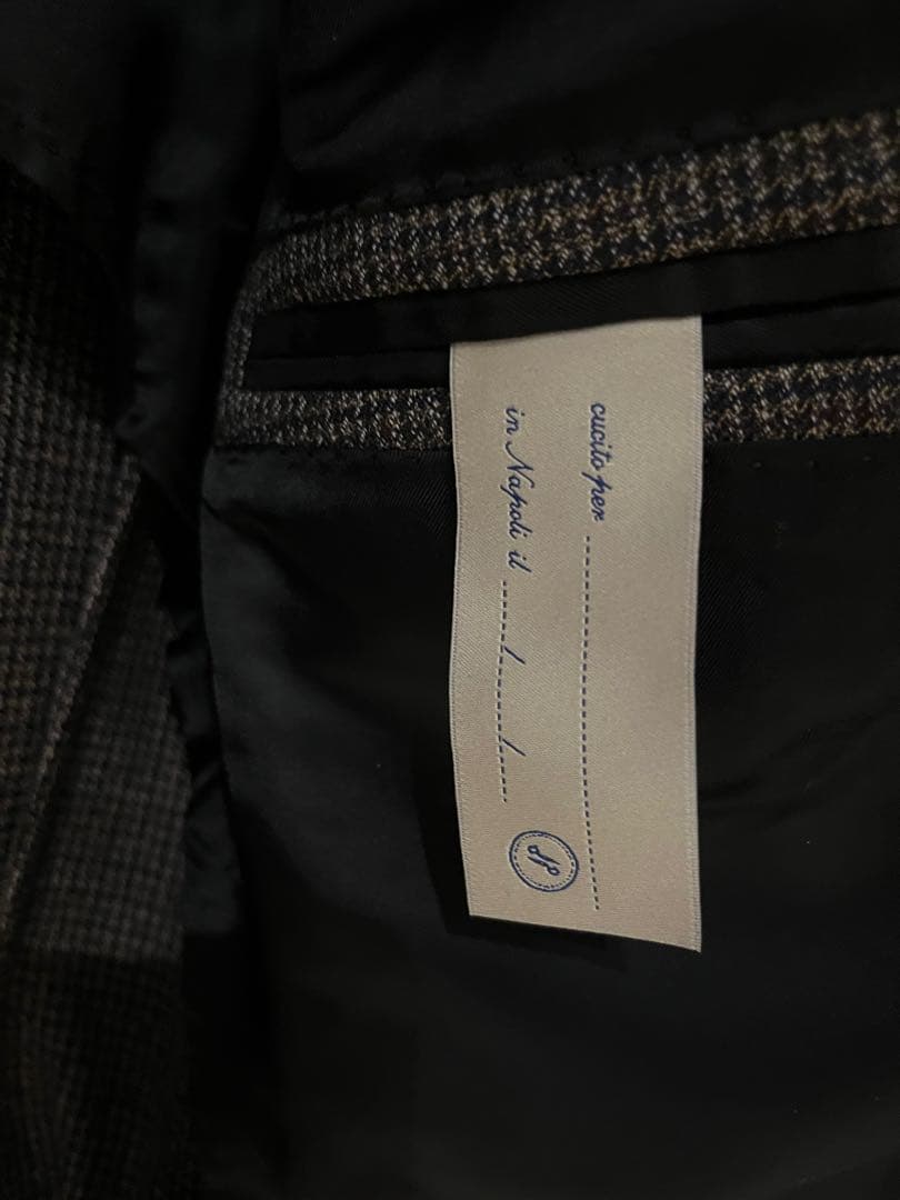 DePetrillo デペトリロブラウンベースチェック柄スーツ46 Drop7