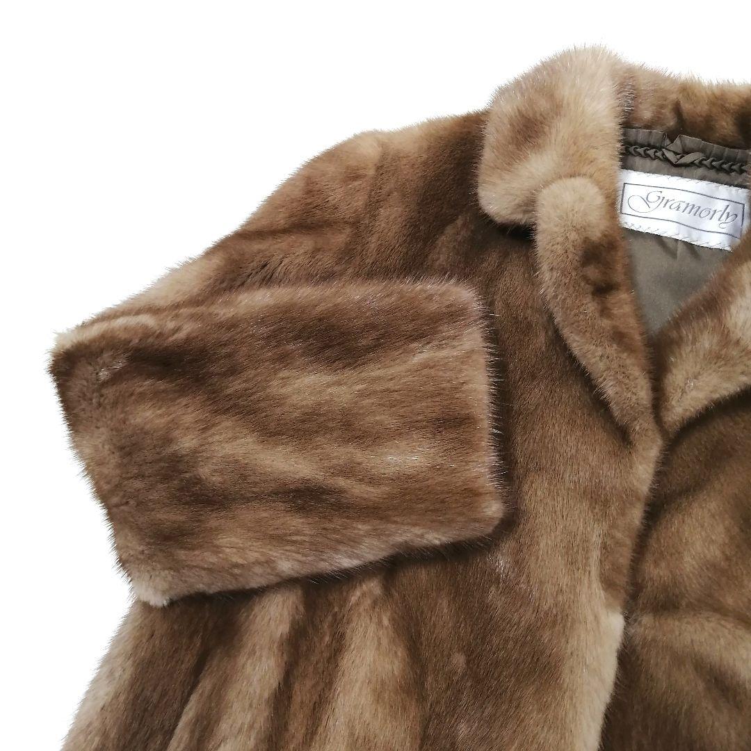 デミバフミンク　毛皮 コート　リアルファー　毛並み良好　9　高級　ゆったり