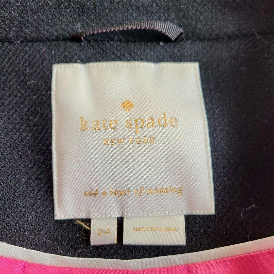 ケイトスペード Aライン チェスターコート ブラック ピンク ボタン S M