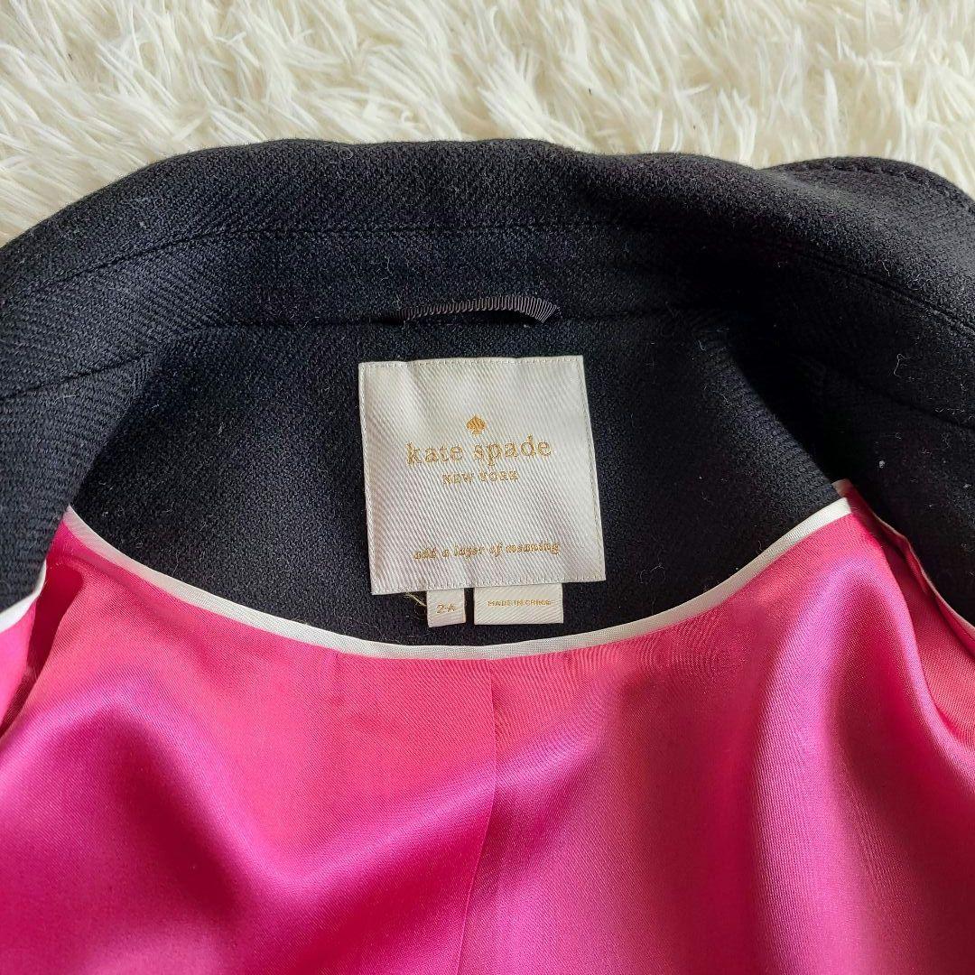ケイトスペード Aライン チェスターコート ブラック ピンク ボタン S M