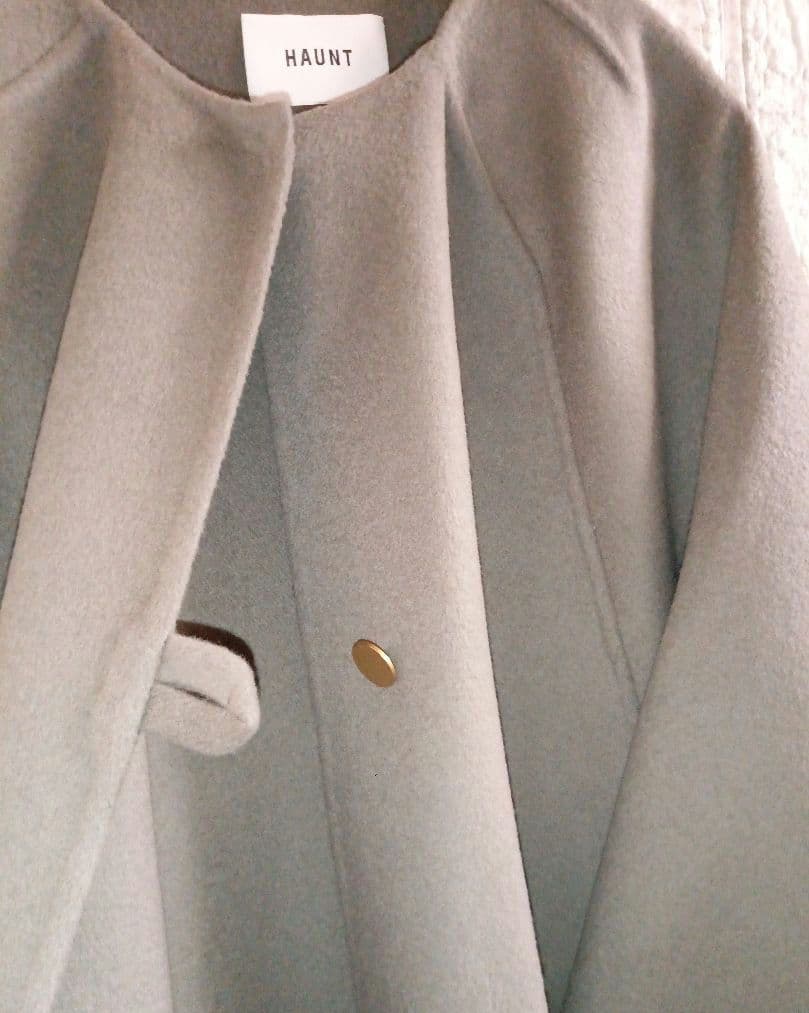 美品★HAUNT ★上質ウールケープコート　グレージュ