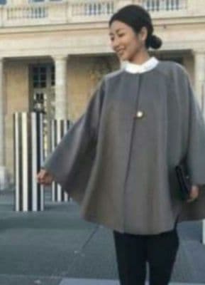 美品★HAUNT ★上質ウールケープコート　グレージュ