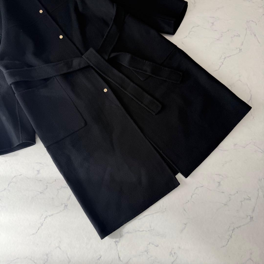 FRAY I.D super140'sウールリバーコート ブラック サイズ1