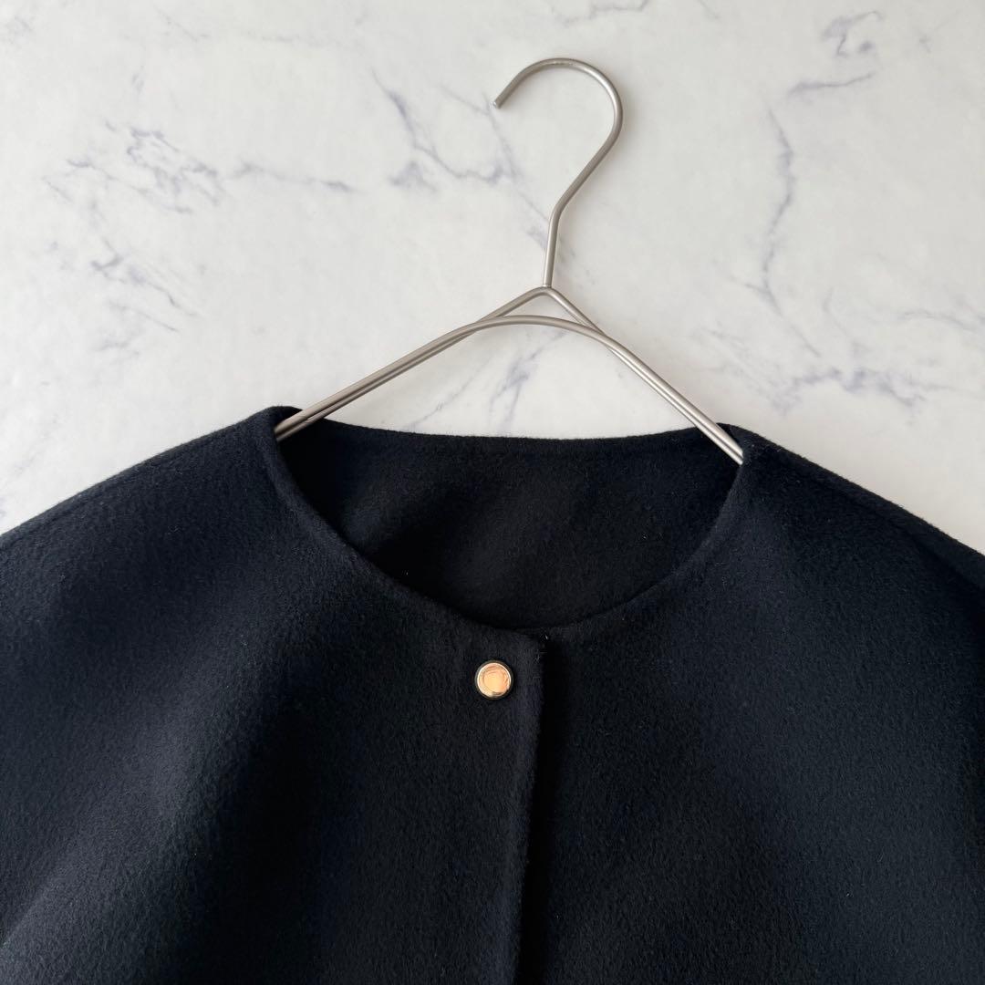 FRAY I.D super140'sウールリバーコート ブラック サイズ1