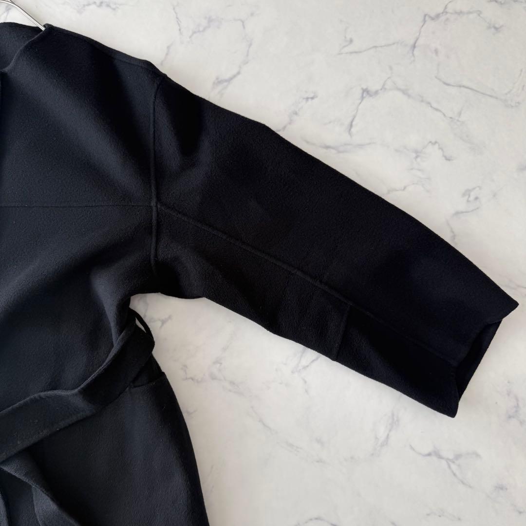 FRAY I.D super140'sウールリバーコート ブラック サイズ1