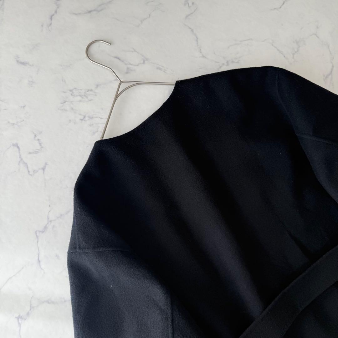 FRAY I.D super140'sウールリバーコート ブラック サイズ1