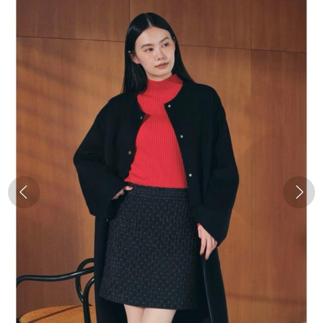 FRAY I.D super140'sウールリバーコート ブラック サイズ1