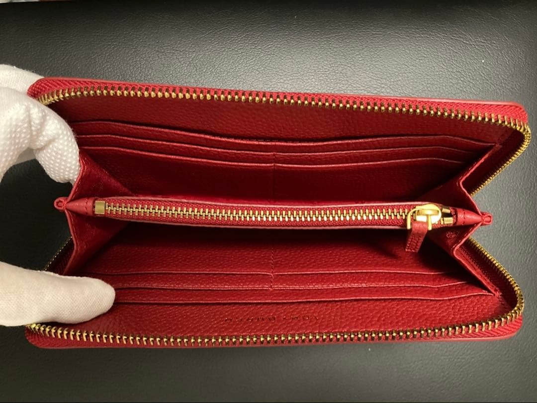 レザー レッド 長財布 ジッパー式