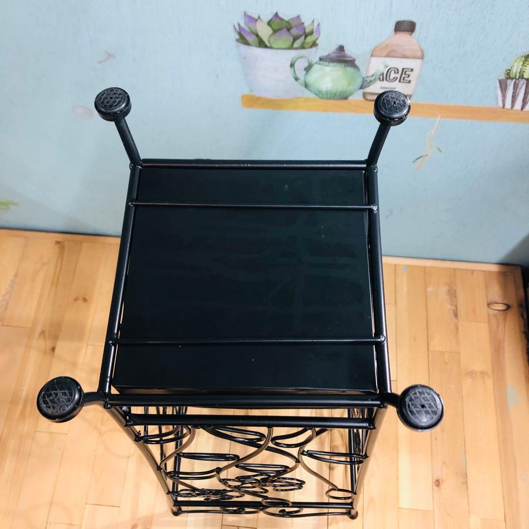 アイアン アンブレラスタンド 角型・ブラック 花柄 傘立て アンティーク