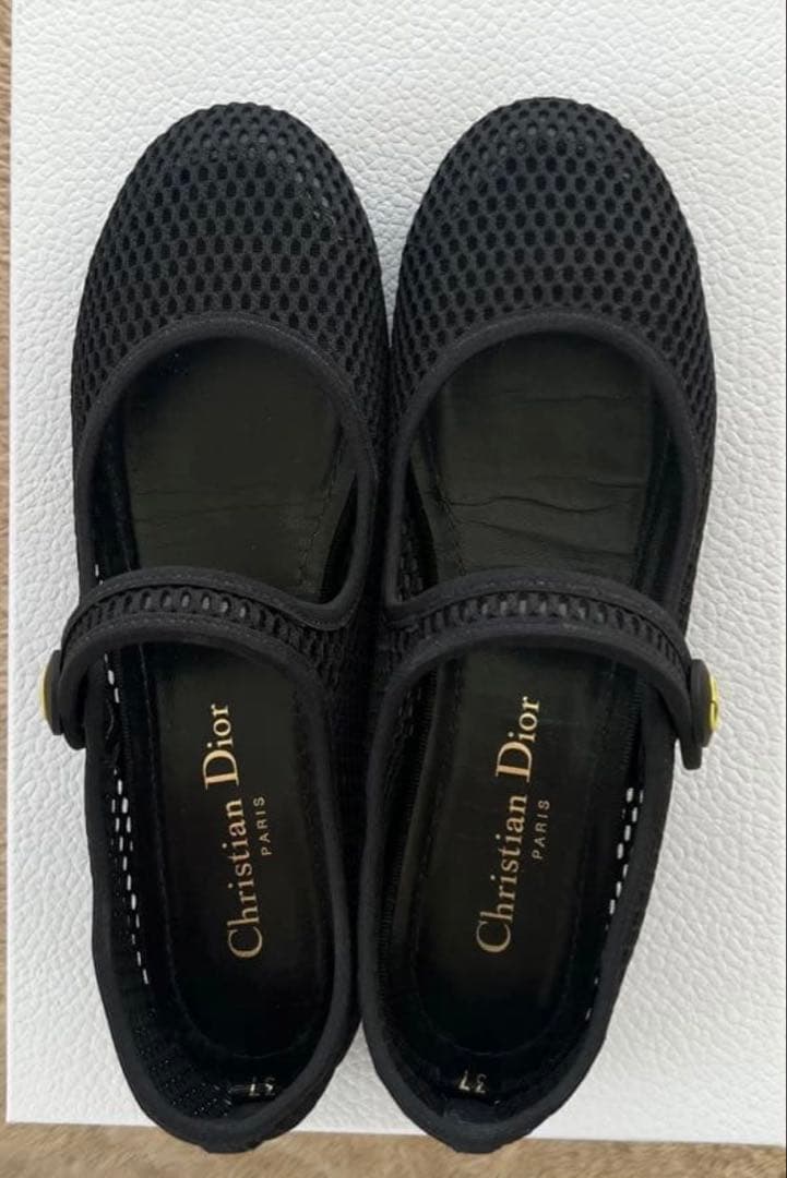 週末お値引き‼️DIOR メッシュバレエシューズ　BLACK