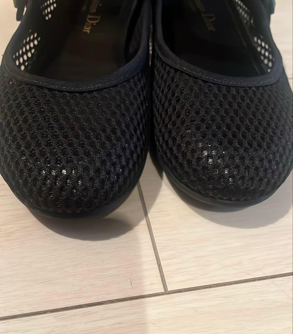 週末お値引き‼️DIOR メッシュバレエシューズ　BLACK