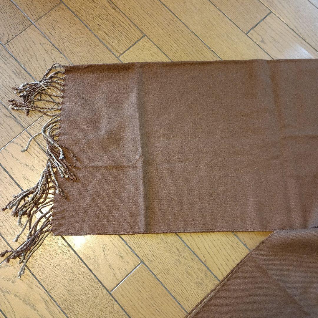 Paul Stuart ブラウン マフラー 美品 カシミヤ シルク