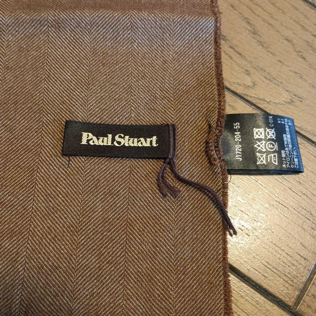 Paul Stuart ブラウン マフラー 美品 カシミヤ シルク