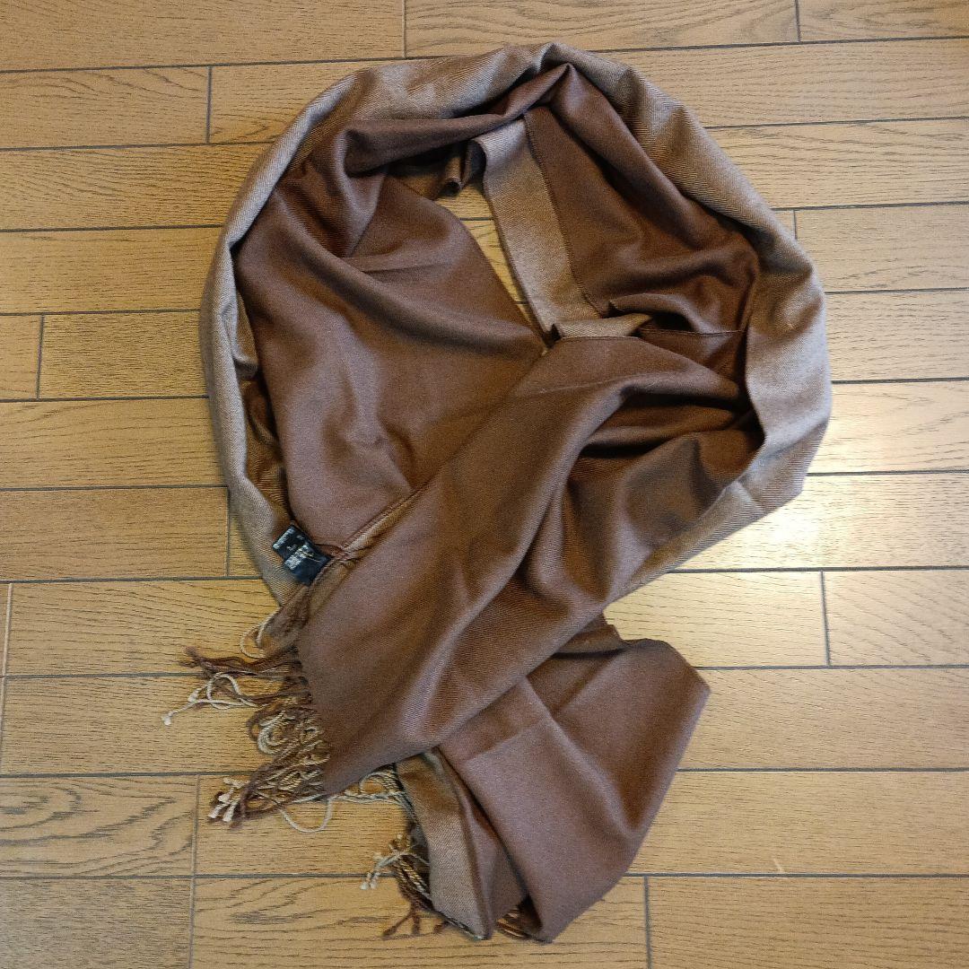 Paul Stuart ブラウン マフラー 美品 カシミヤ シルク
