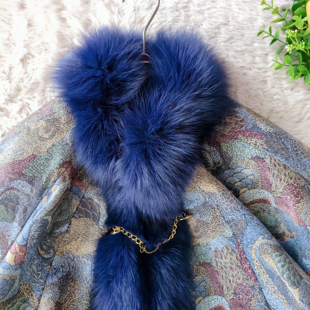 ファー付き模様入りケープ 羊革×ファー 高級ケープ F　羽織り　日本製