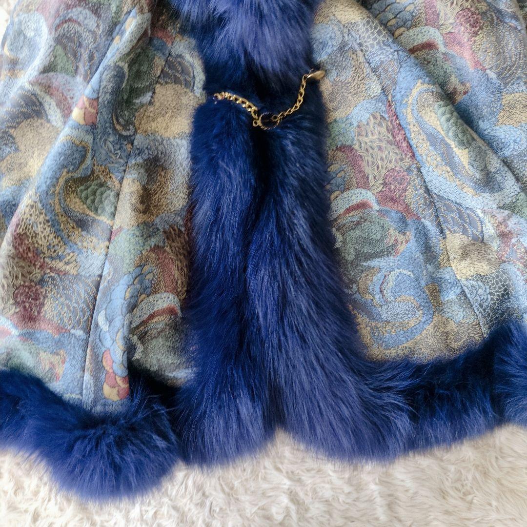 ファー付き模様入りケープ 羊革×ファー 高級ケープ F　羽織り　日本製