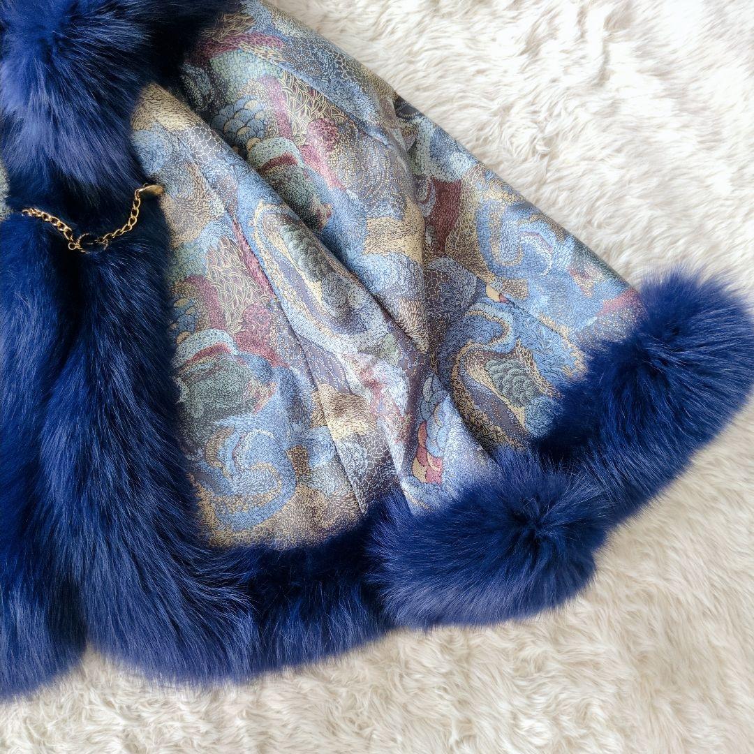 ファー付き模様入りケープ 羊革×ファー 高級ケープ F　羽織り　日本製