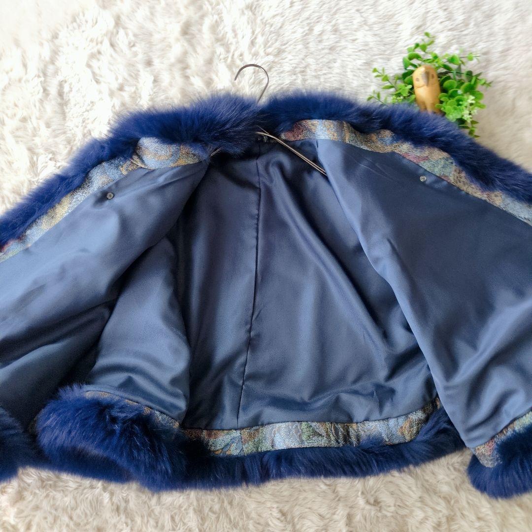 ファー付き模様入りケープ 羊革×ファー 高級ケープ F　羽織り　日本製