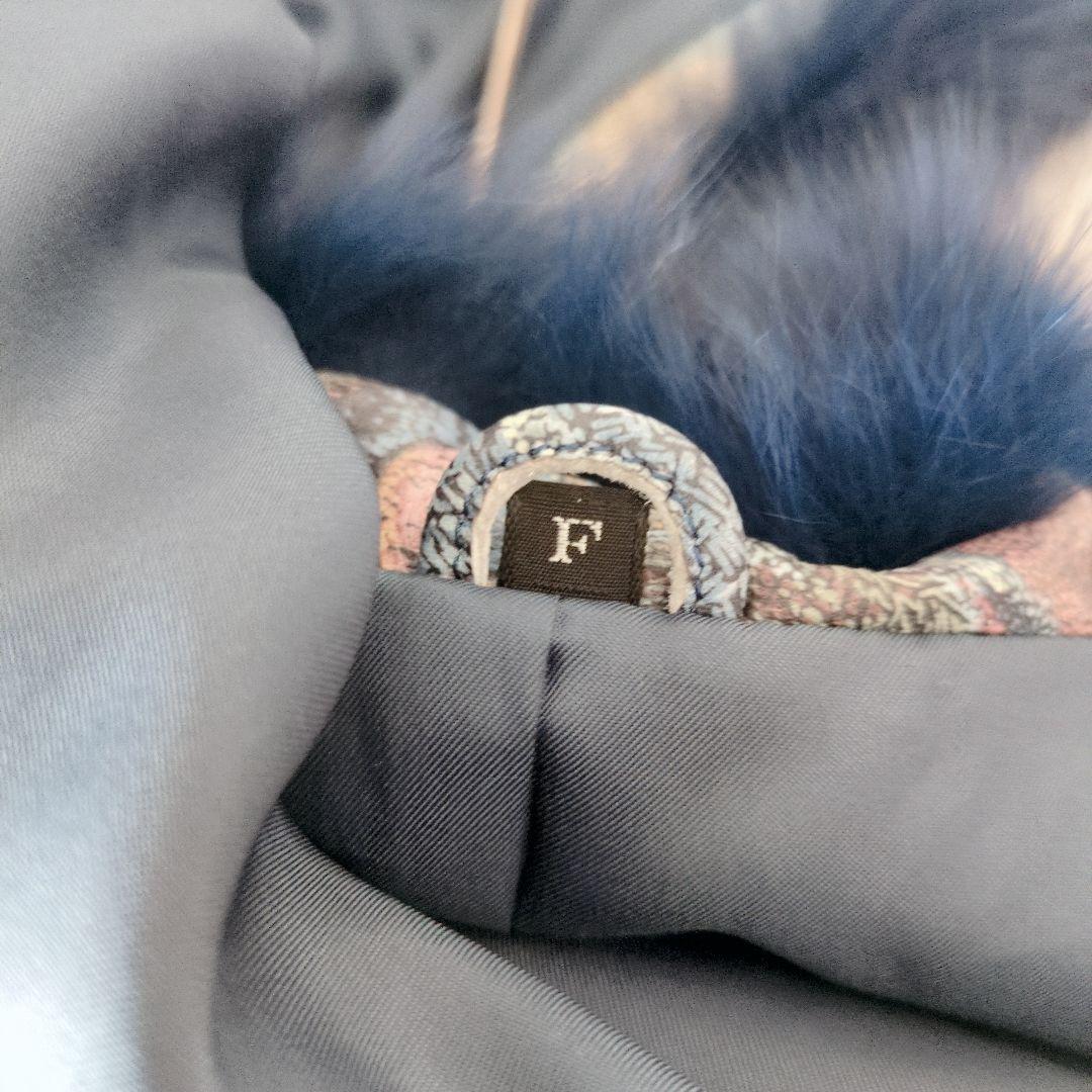 ファー付き模様入りケープ 羊革×ファー 高級ケープ F　羽織り　日本製