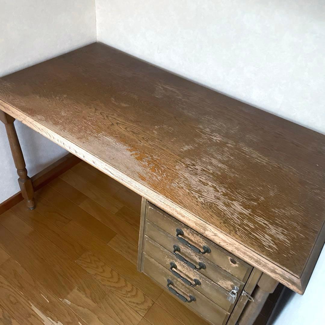 【アンティーク】ナラ材 書斎デスク 作業台 レトロ ヴィンテージ